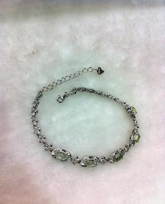 天然葡萄石手链 925银镶嵌，珠宝首饰批发与订做优选